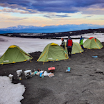 Camp at the foot of the Tolbachik volcano